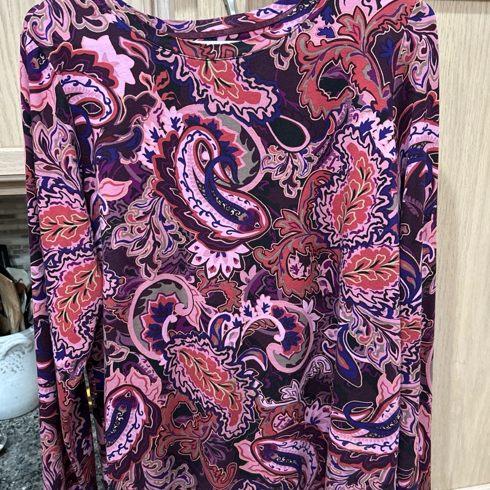 Chico's Paisley Long Sleeve Top - Pink and Purple